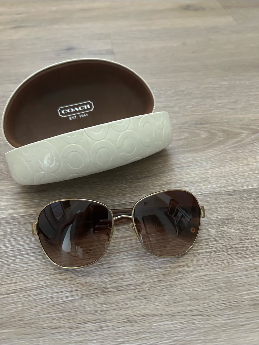 Coach Gold Frame Sunglasses with Brown Gradient Lenses